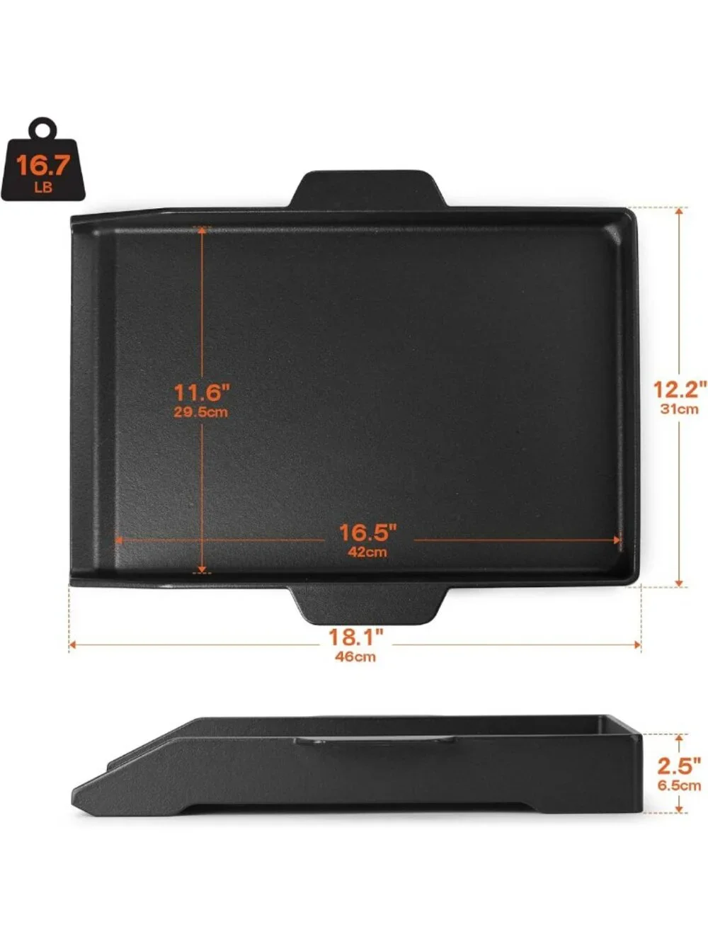 Universal Cast Iron Non-Stick Griddle for Grills & Ovens, 18.1